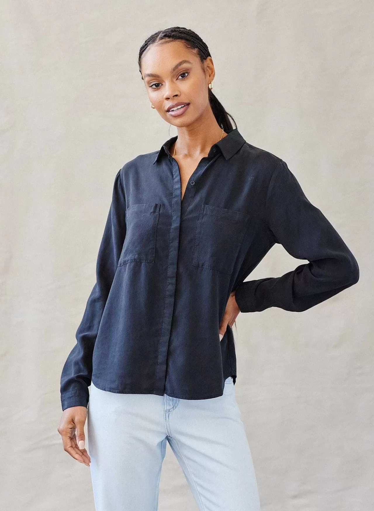 Klassieke Button-Down Met Twee Zakken - Vintage Zwart>Bella Dahl Hot