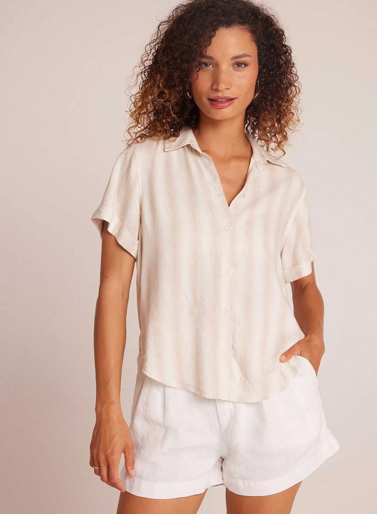 Overhemd Met Korte Mouwen En Manchetten - Playa Sand Stripe>Bella Dahl Discount