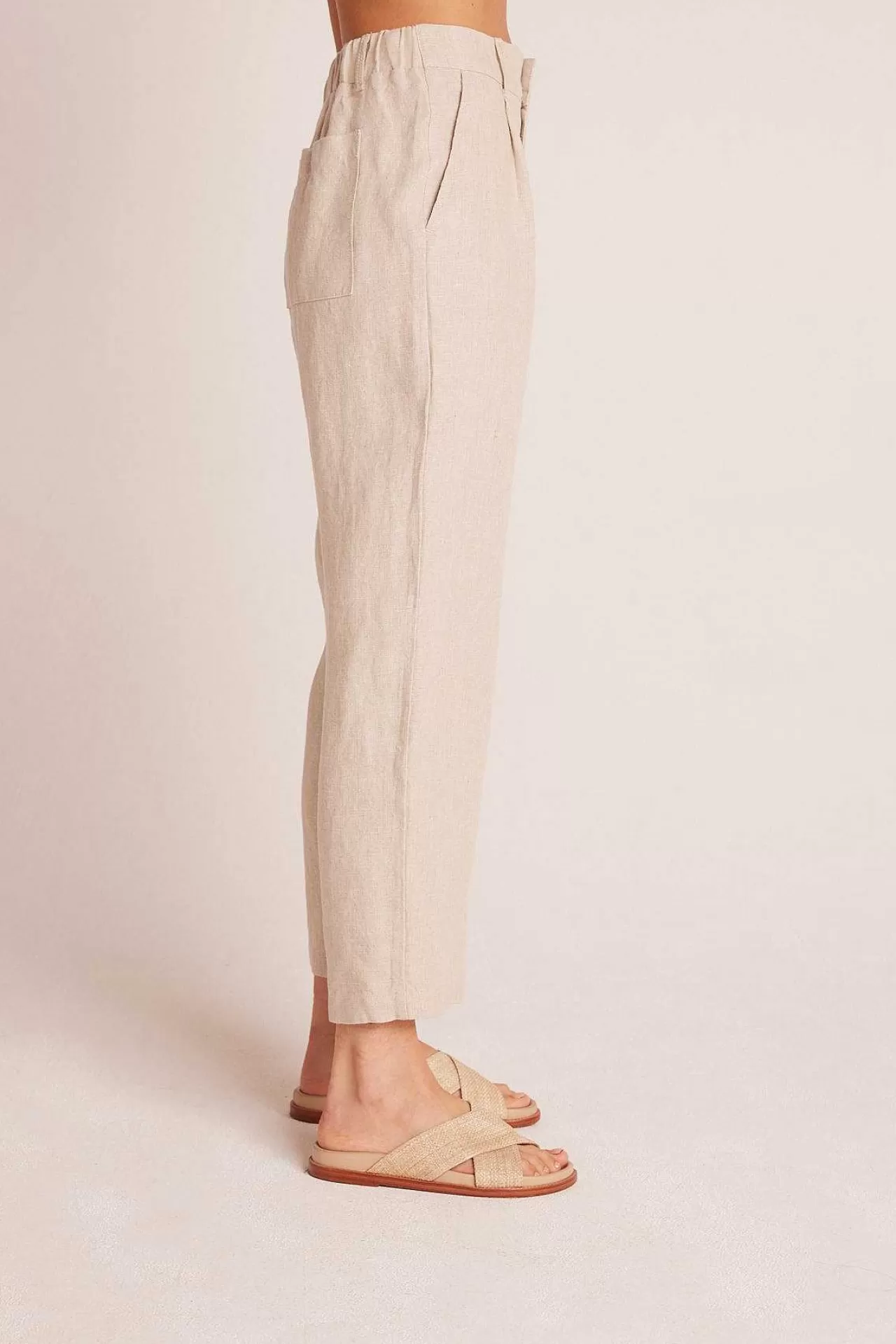 Relaxte Broek Met Plooien Aan De Voorkant - Linnen Zand>Bella Dahl New