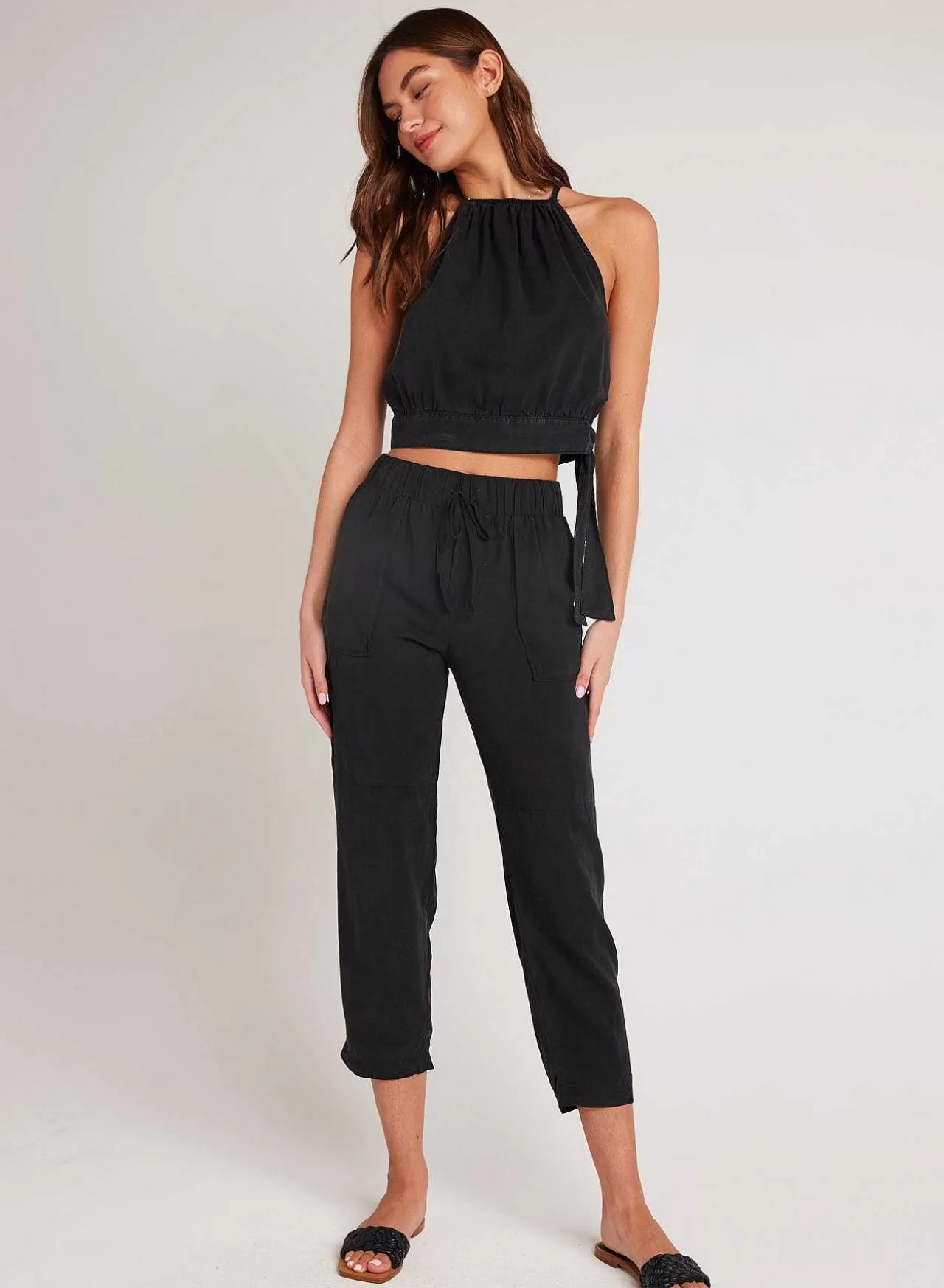 Utility Broek Met Strikceintuur - Vintage Zwart>Bella Dahl Best